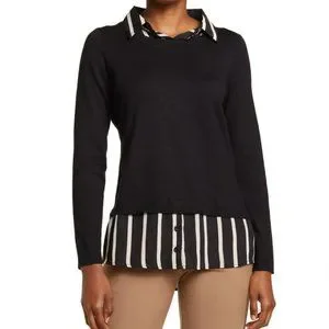 Adrianna Papell Women's Funnel Neck Sweater - Eleg Pullover With Sheer Sleeves & Pleated Detail - View #10